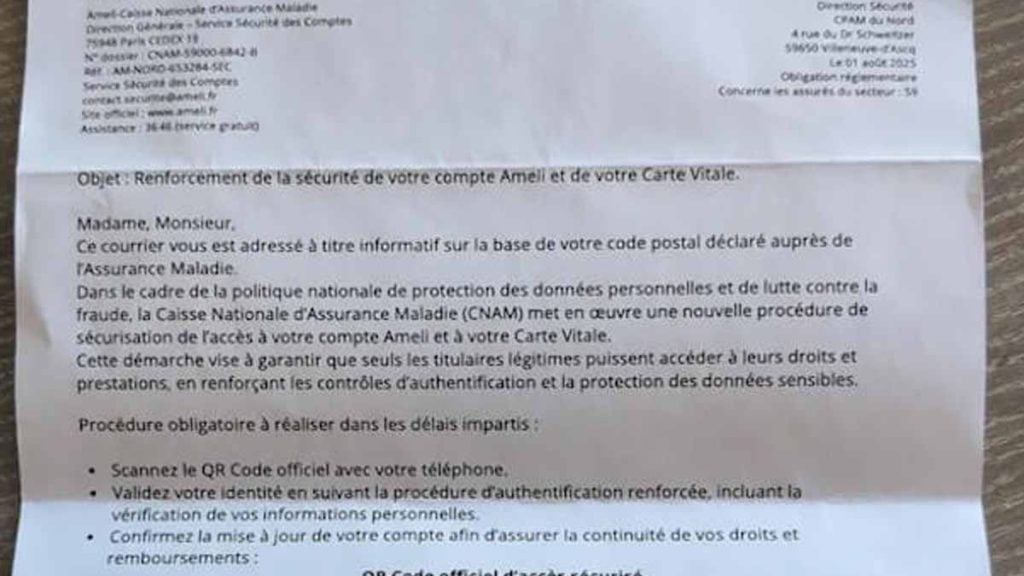 courrier de l'Assurance Maladie