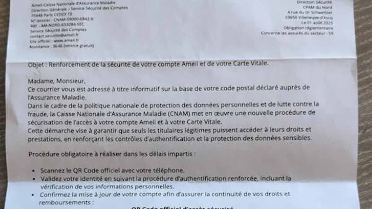 courrier de l'Assurance Maladie