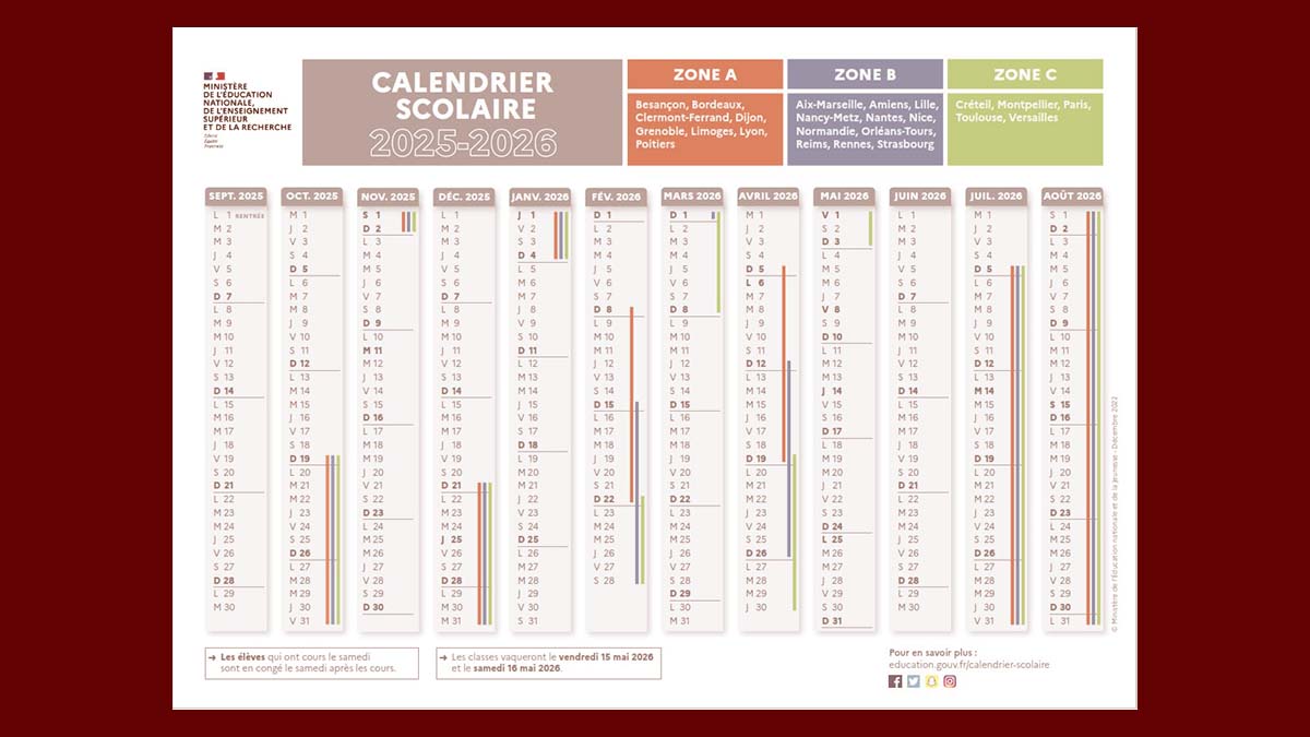 calendrier scolaire